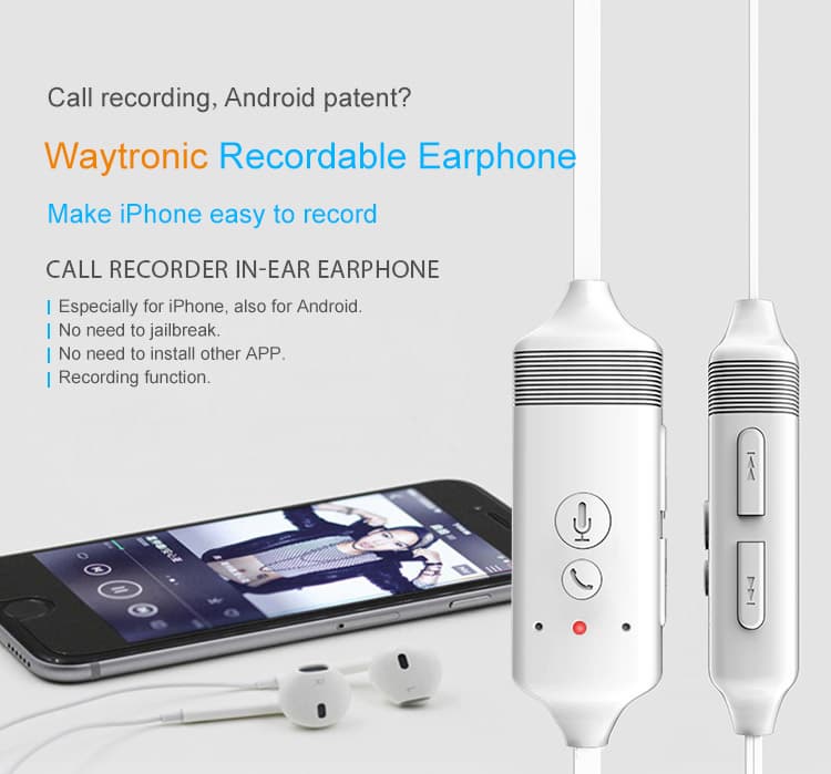 record earphone earbuds headphone with volume control